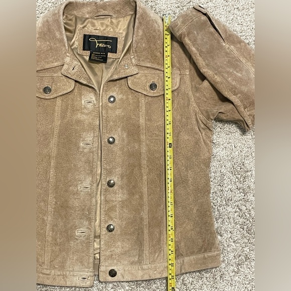 Fabio Women Jacket Tan Washable 100% Suede Leather Bikercore Western - Picture 7 of 10